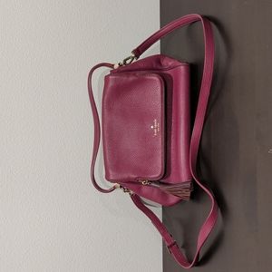 Kate Spade Burgundy Satchel Crossbody Pebbled Leather